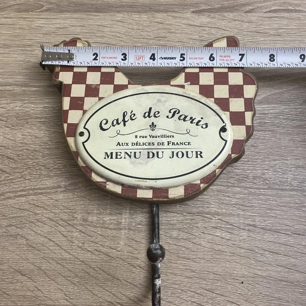 Cafe De Paris Rooster Wall Hook Rustic Chevron Pattern Rooster Wall Mount Hook